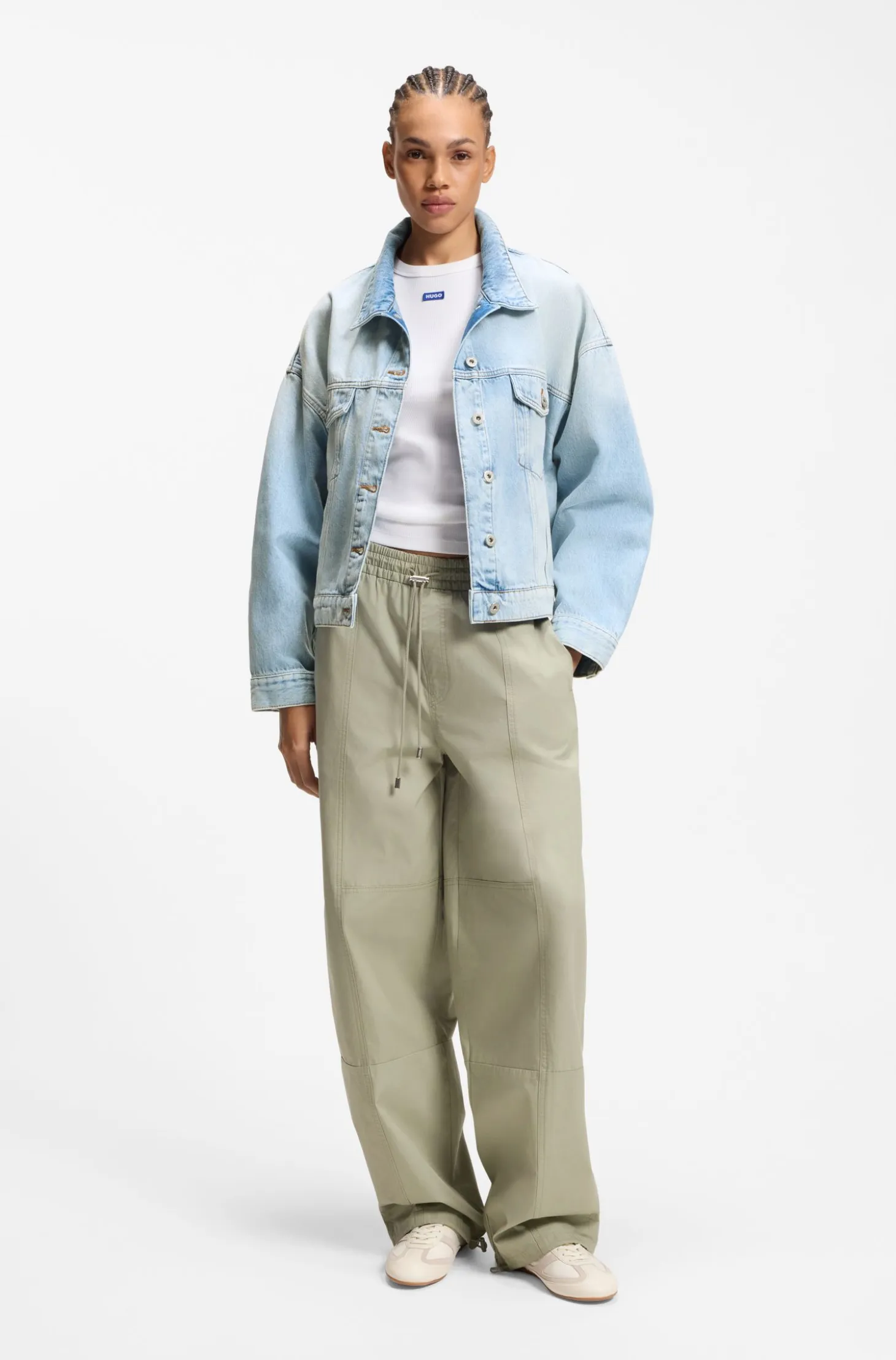 Boxy-fit jacket in blue rigid denim