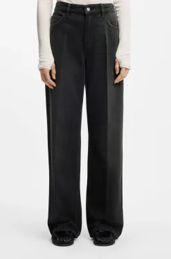 Boyfriend-fit jeans in grey rigid denim