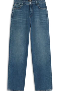 Boyfriend-fit jeans in indigo cotton blend