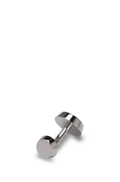 Brass cufflinks with engraved-logo enamel insert