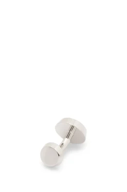 Brass cufflinks with engraved-logo enamel insert