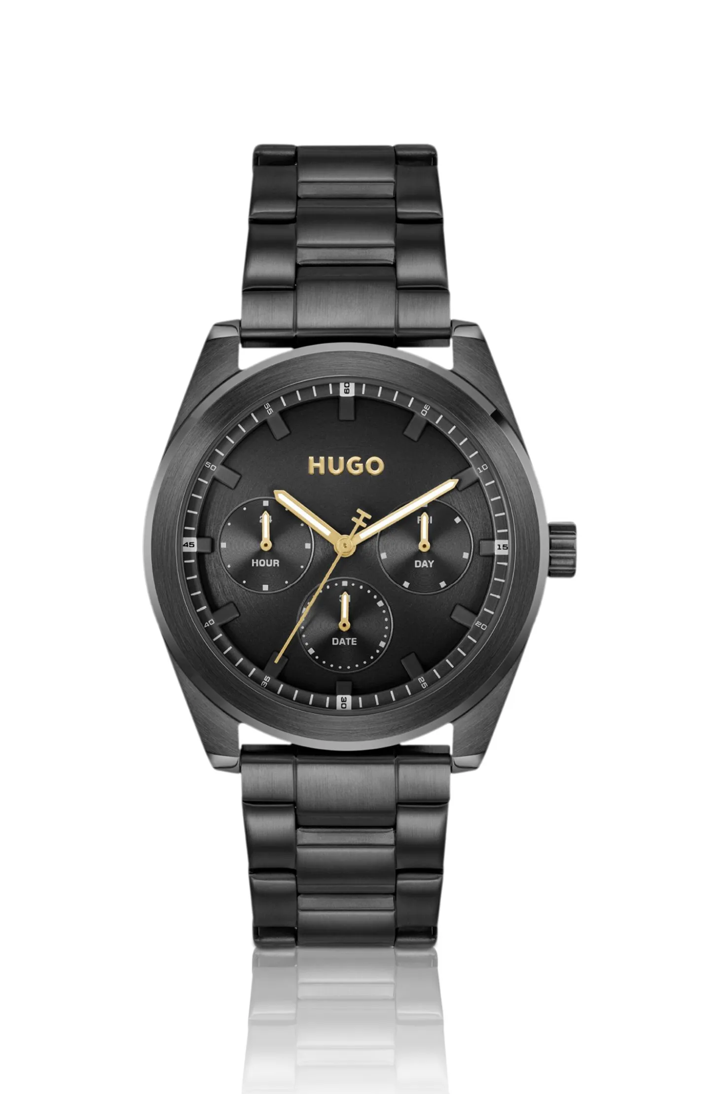 #BRIGHT SPORT Black-plated watch with tonal dial and bracelet