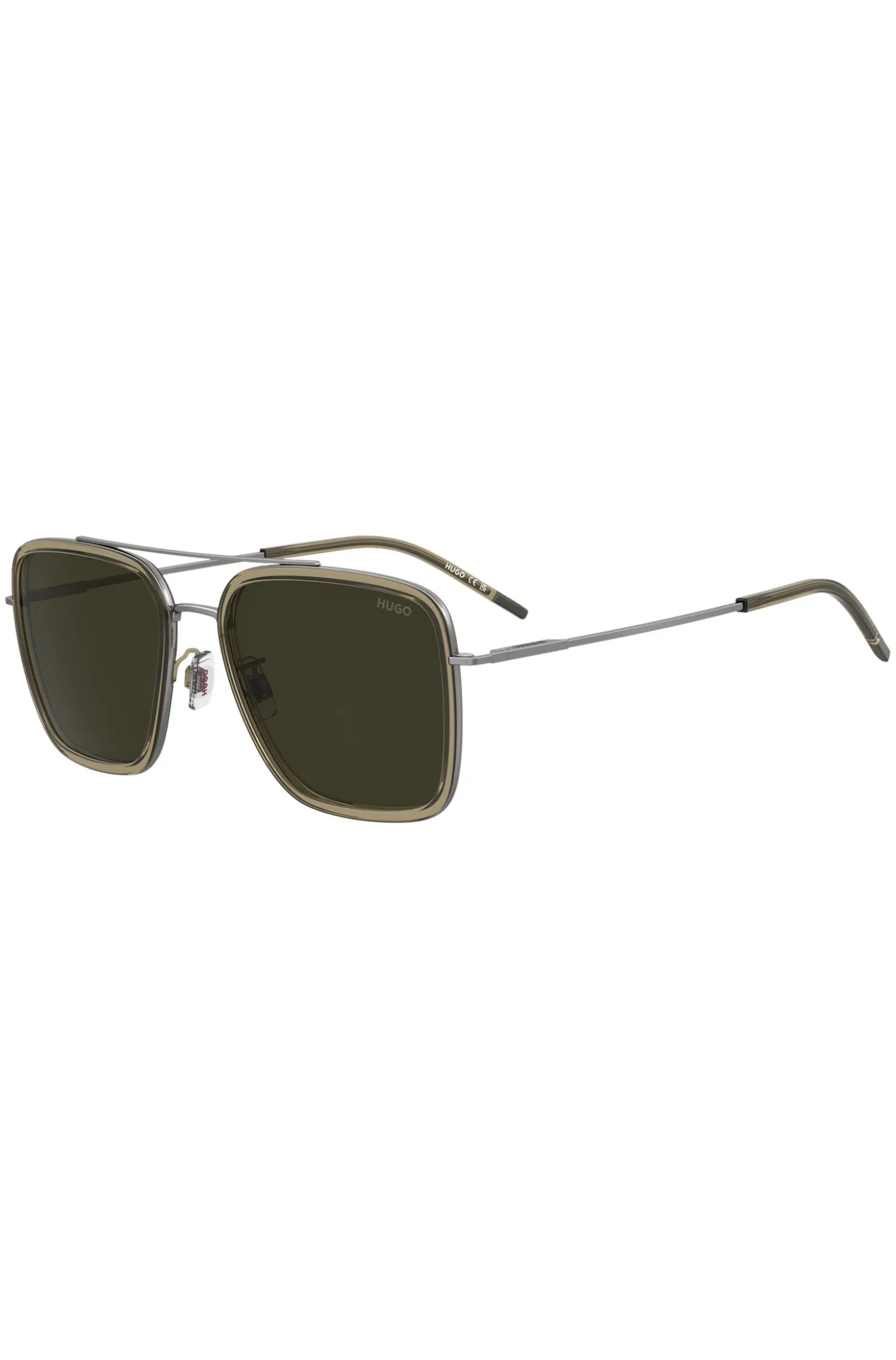 Brown-acetate sunglasses with metal trims