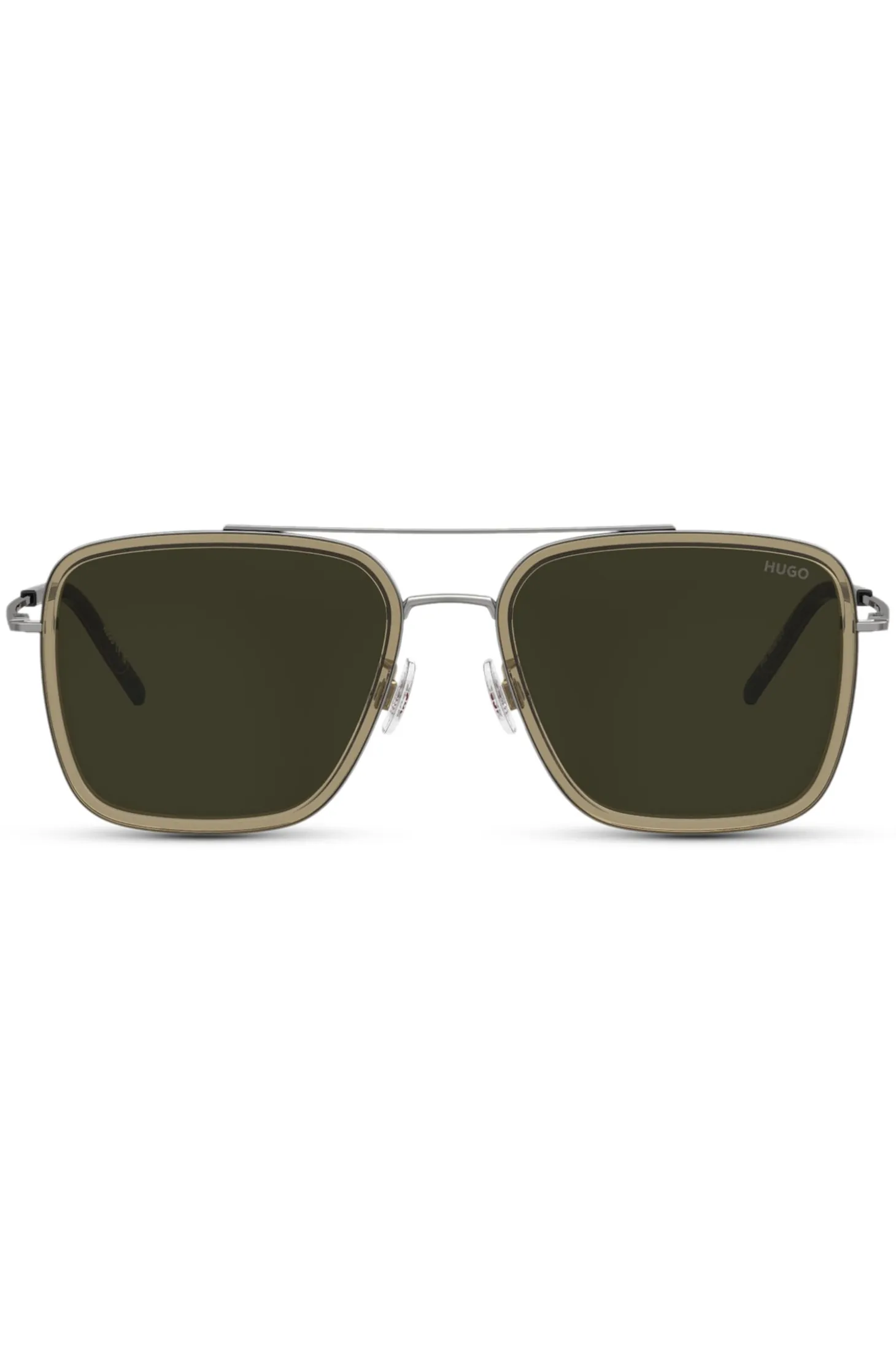 Brown-acetate sunglasses with metal trims