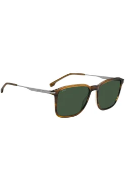 Brown-horn sunglasses with silver-tone temples