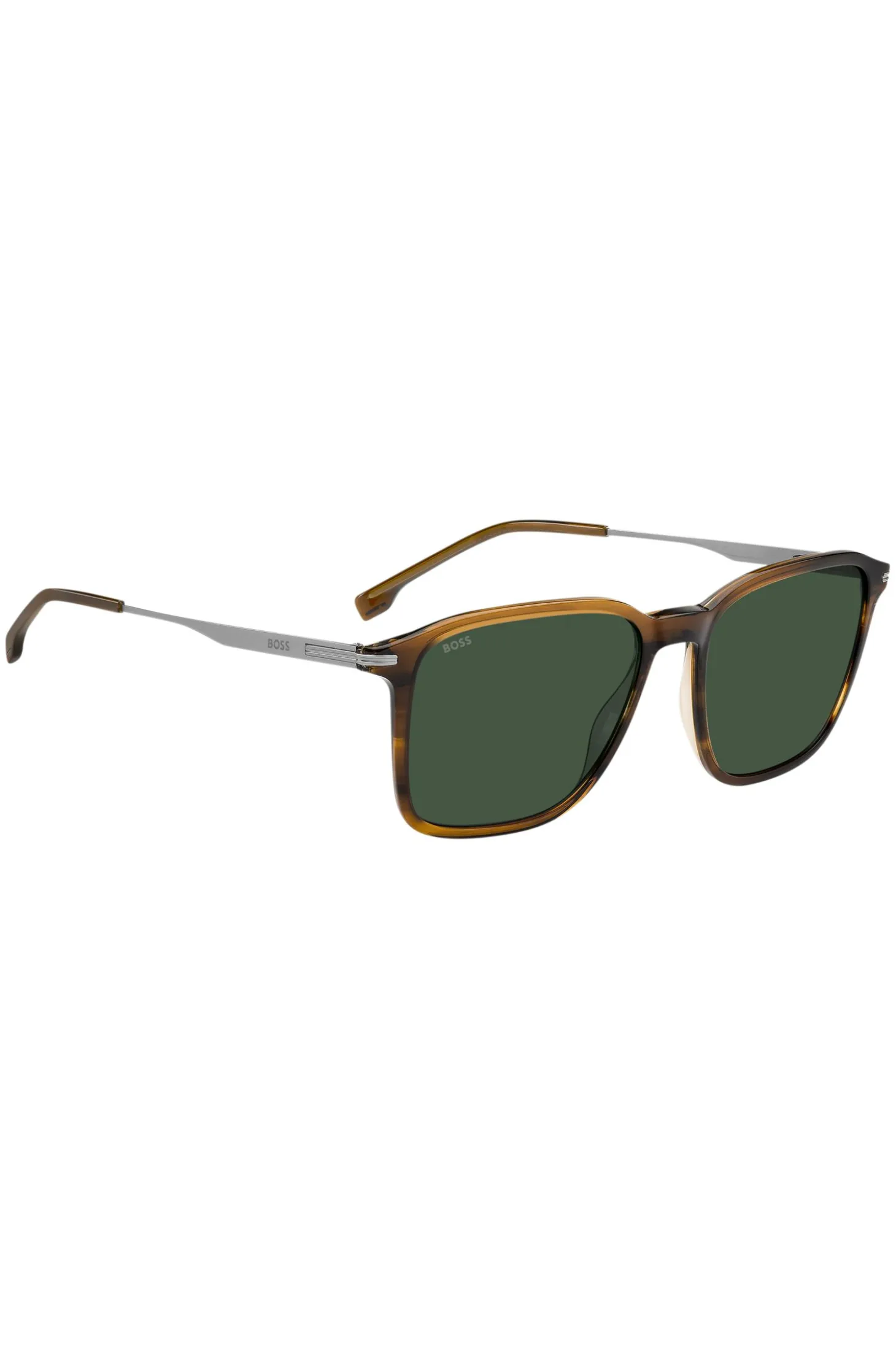 Brown-horn sunglasses with silver-tone temples
