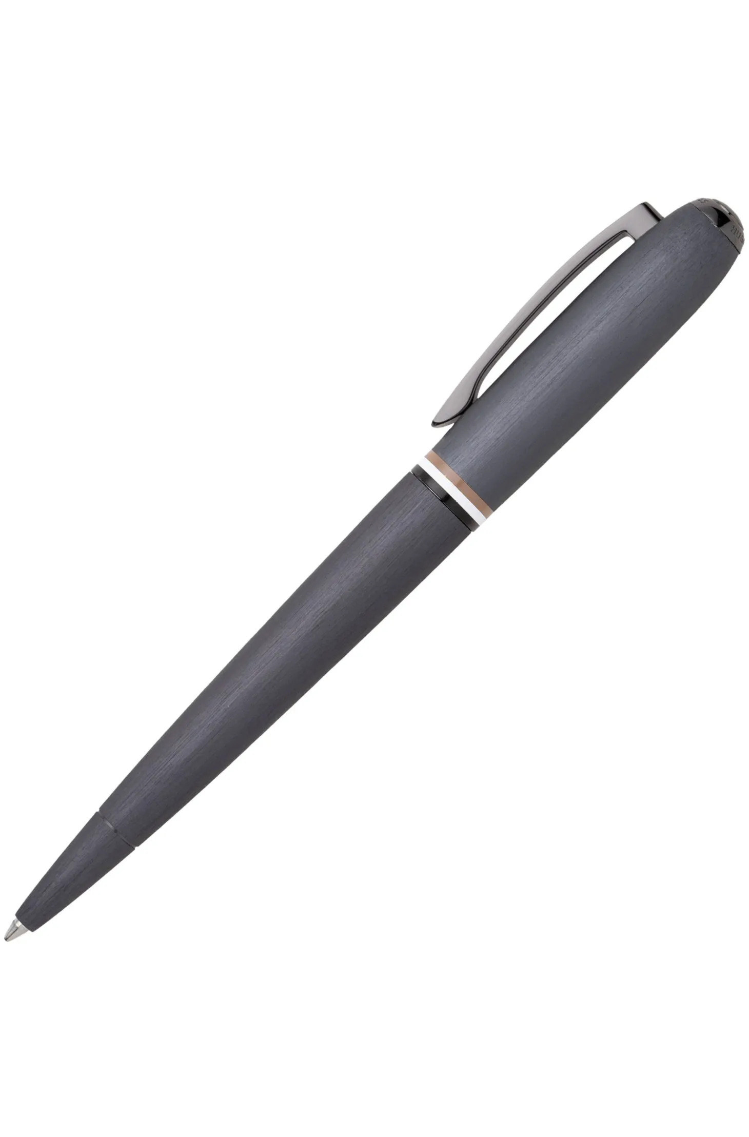 Brushed ballpoint pen with signature-stripe ring