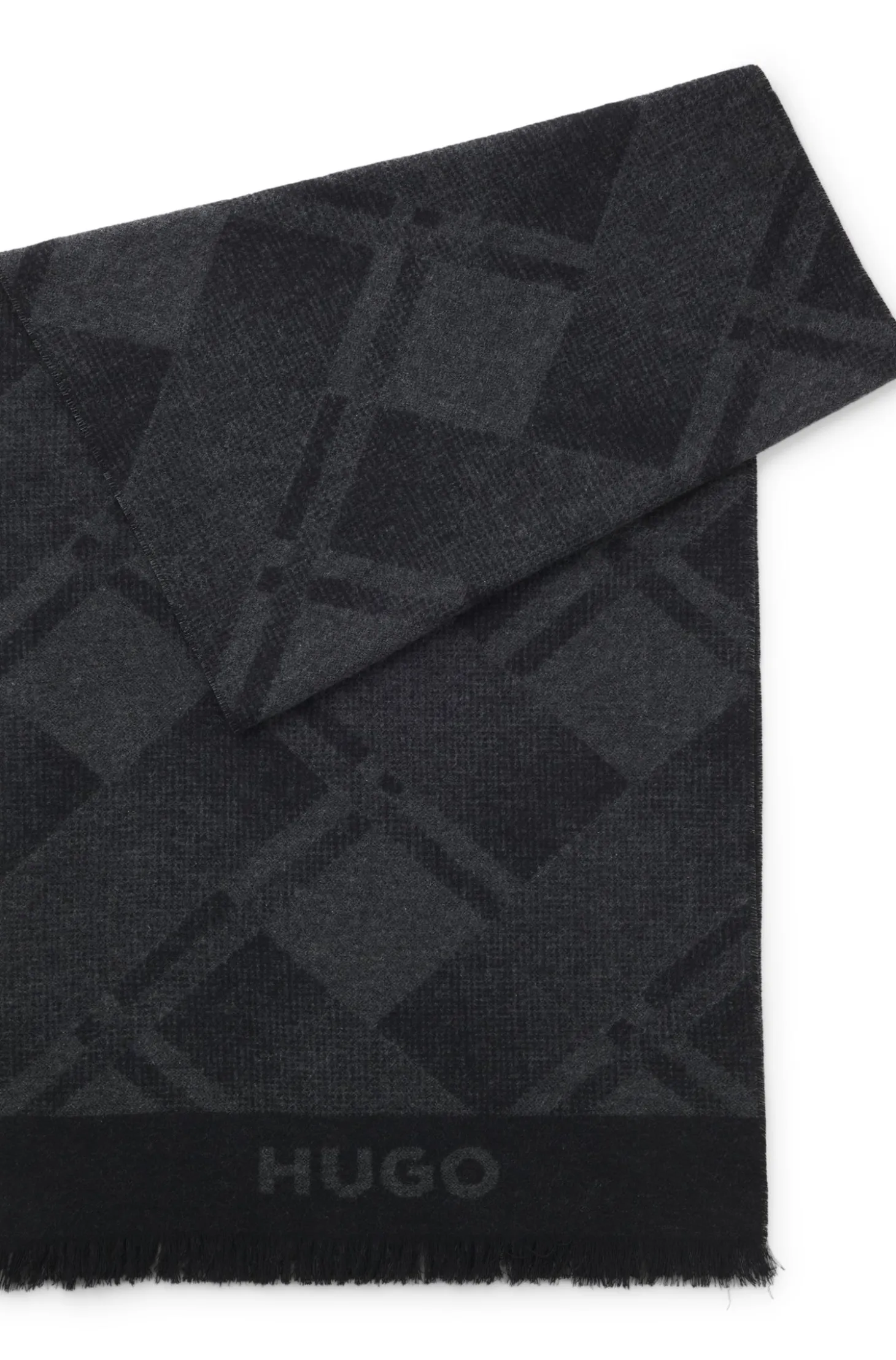 Brushed-cotton scarf with jacquard pattern