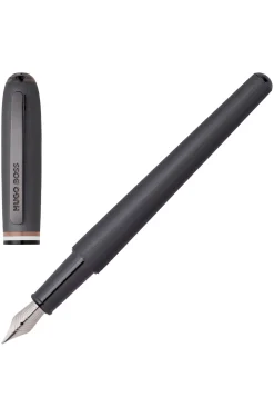 Brushed fountain pen with signature-stripe midring