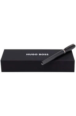 Brushed rollerball pen with signature-stripe ring