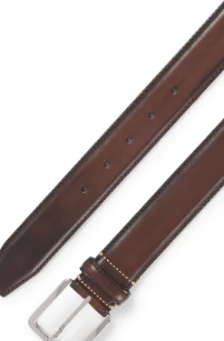 Business belt in Italian leather with brass buckle