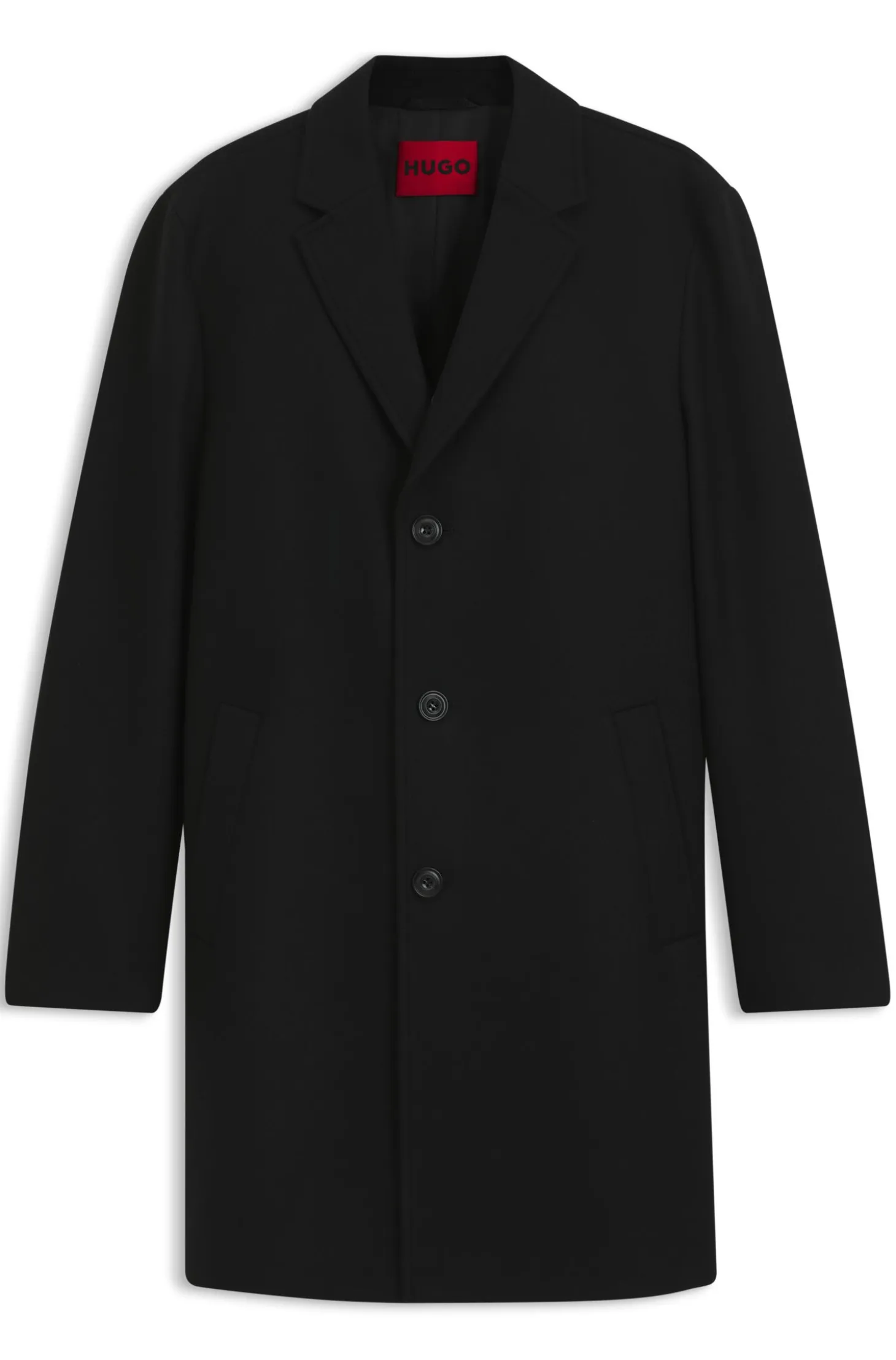 Buttoned coat in a virgin-wool blend