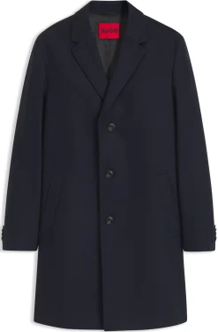 Buttoned coat in a virgin-wool blend
