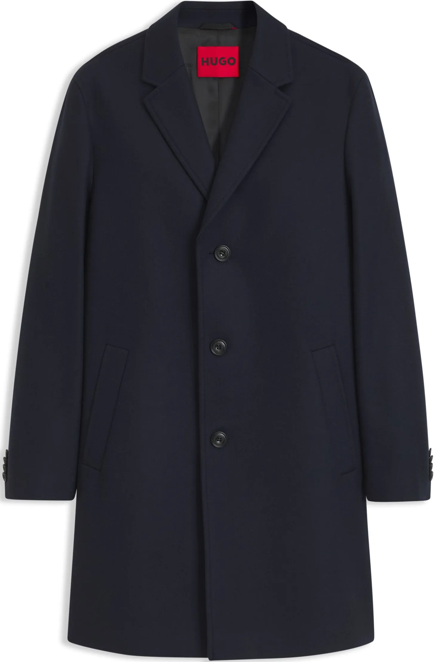 Buttoned coat in a virgin-wool blend