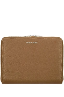 Camel A5 conference folder in pebble-textured faux leather