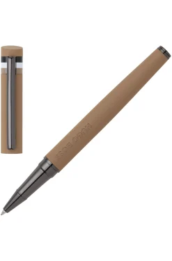 Camel logo-detail rollerball pen with signature-stripe cap