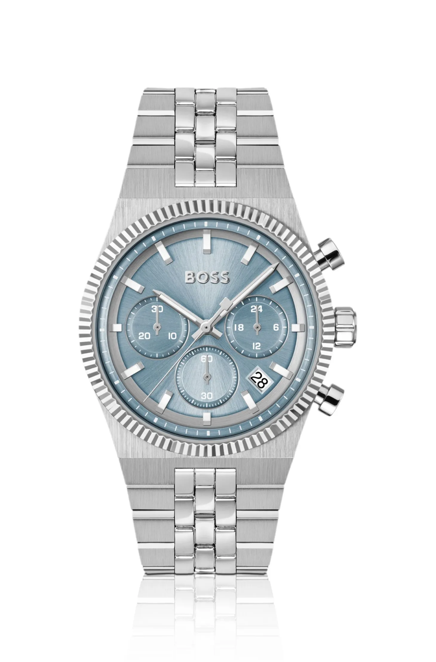 Candor blue-dial chronograph watch with fluted bezel