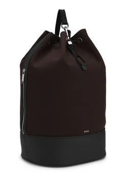 Canvas bucket bag with faux-leather trims