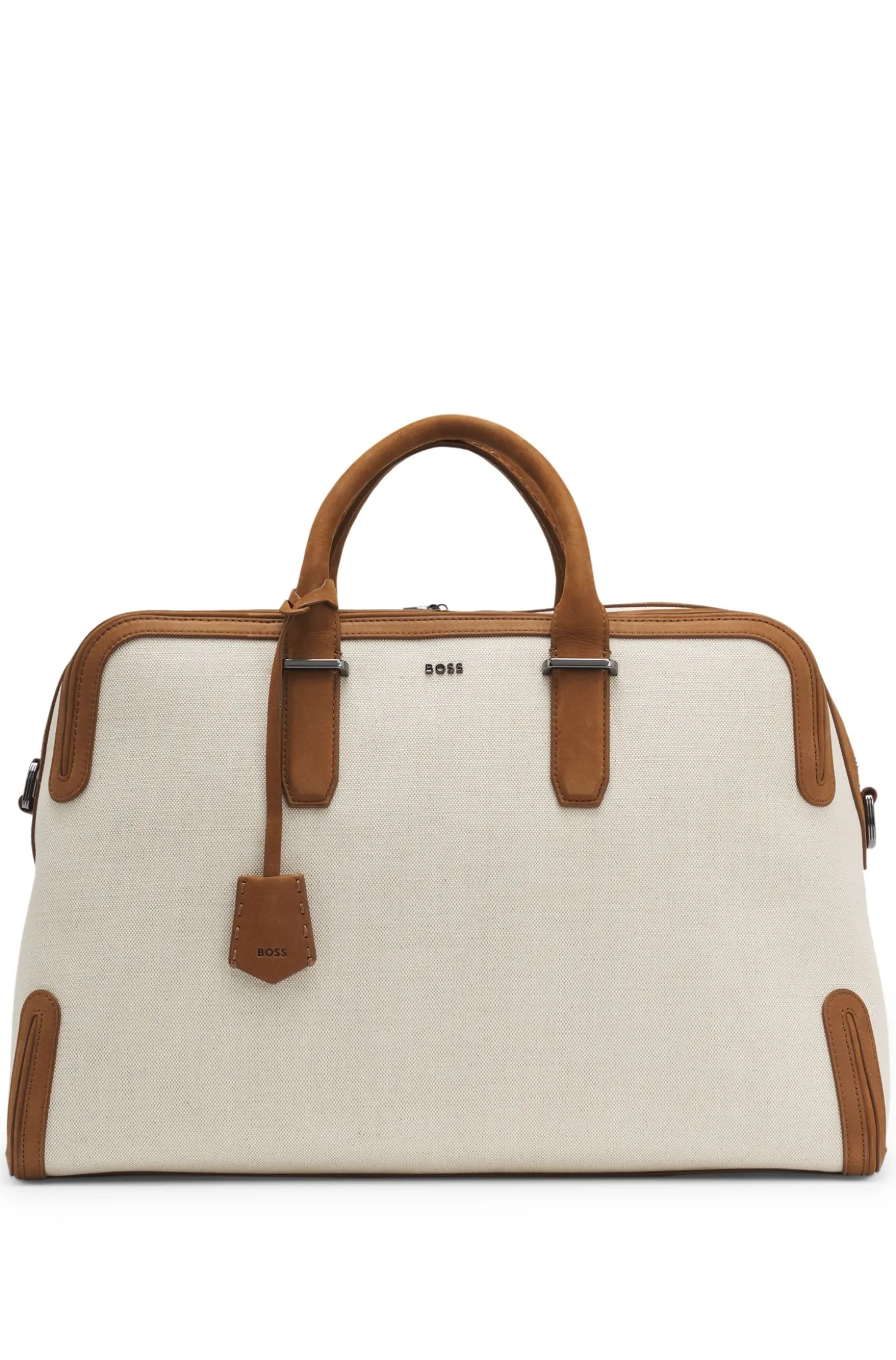 Canvas holdall with leather trims