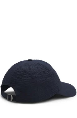Cap in stretch-cotton seersucker with metallic logo lettering