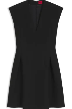 Cap-sleeve dress with pleat details