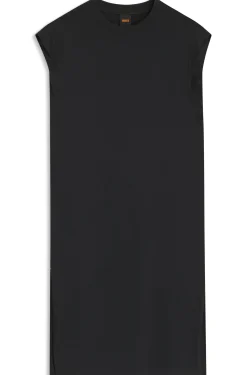 Cap-sleeve jersey dress with logo detail