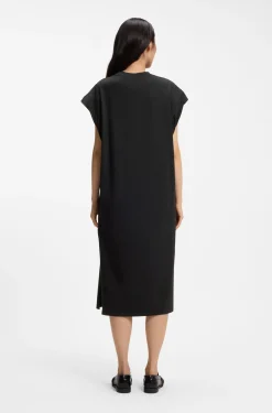 Cap-sleeve jersey dress with logo detail