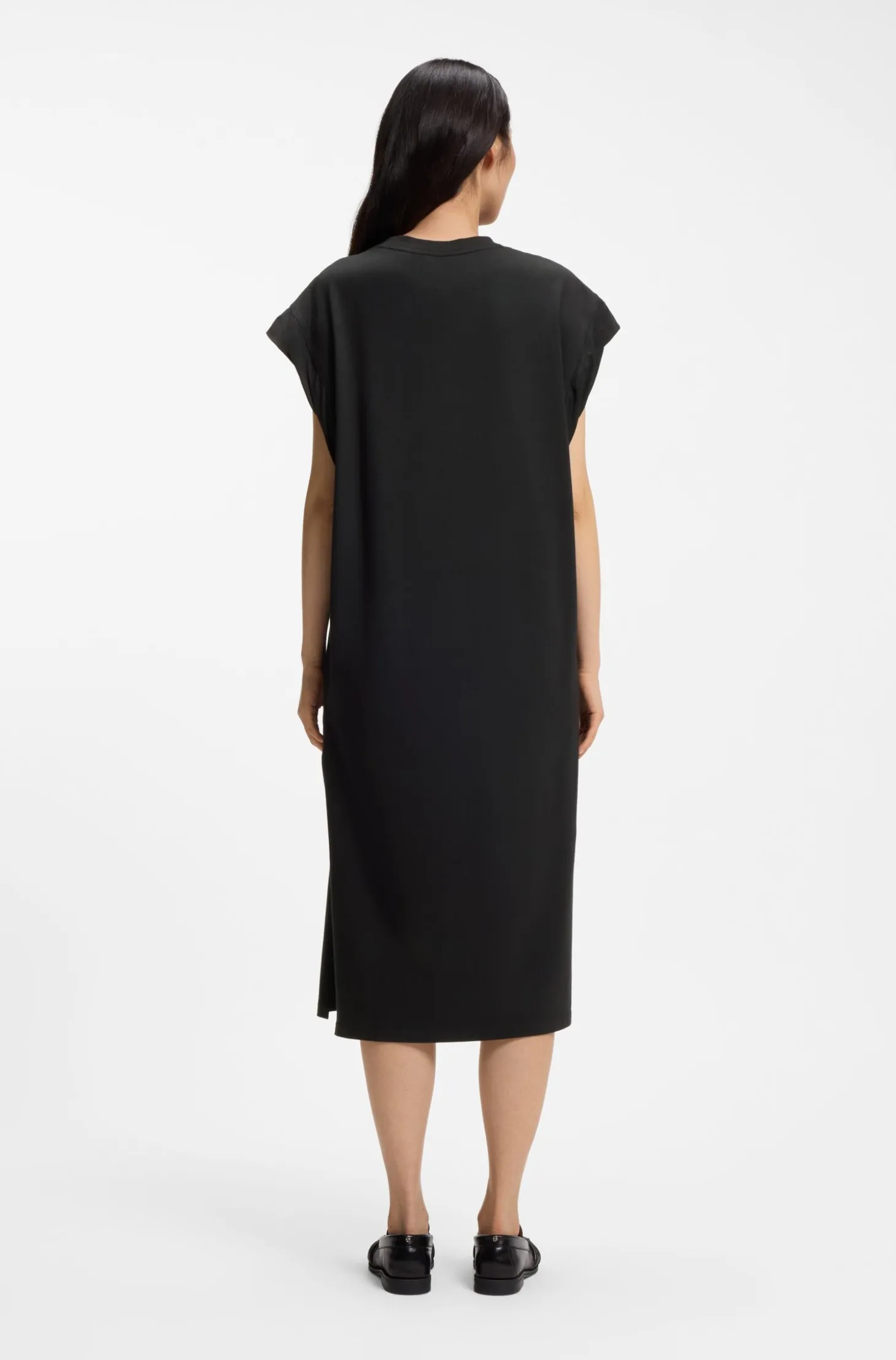 Cap-sleeve jersey dress with logo detail
