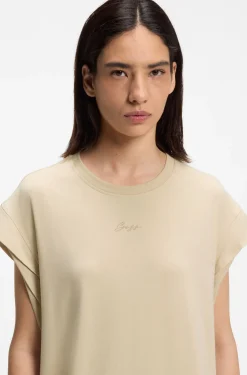 Cap-sleeve jersey dress with logo detail