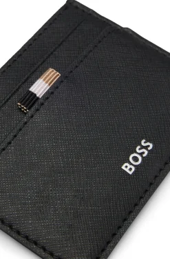 Card holder with foil-embossed logo