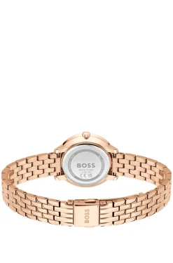 Carnation-gold-effect watch with grey dial