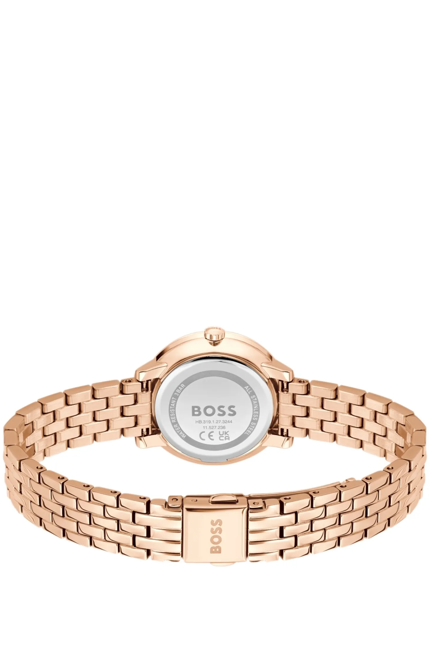 Carnation-gold-effect watch with grey dial