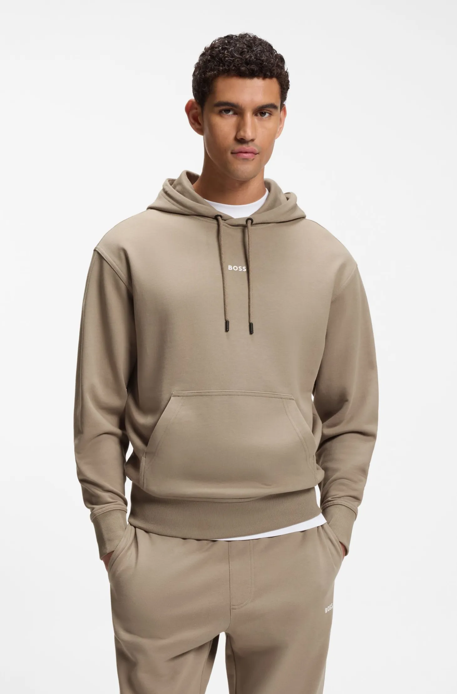 Casual cotton tracksuit set with a minimalist logo