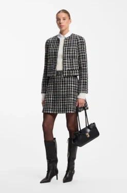 Checked boucle jacket with A-line cut