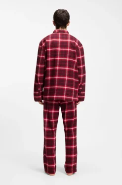 Checked-cotton pyjamas with logo labels