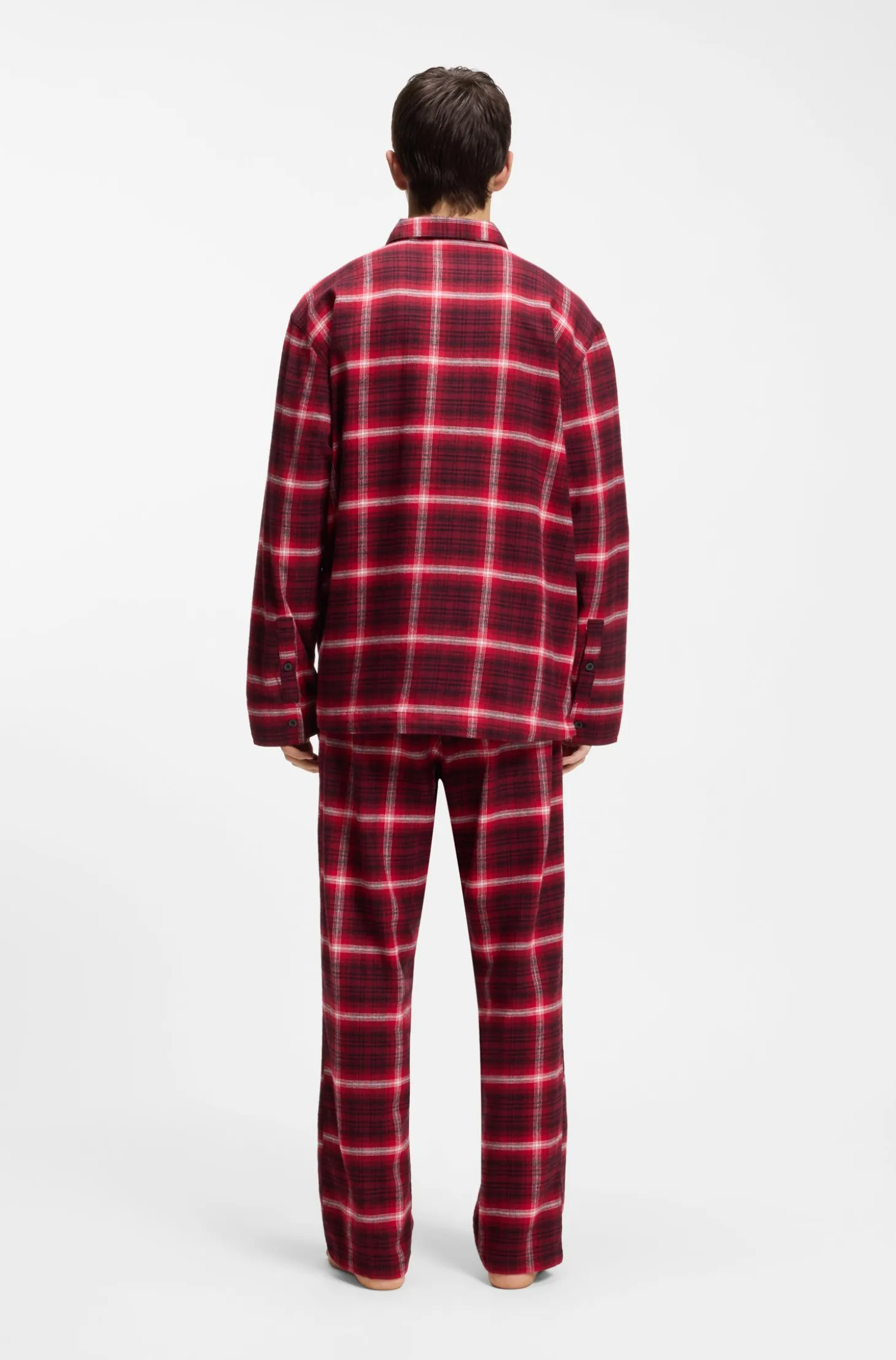 Checked-cotton pyjamas with logo labels