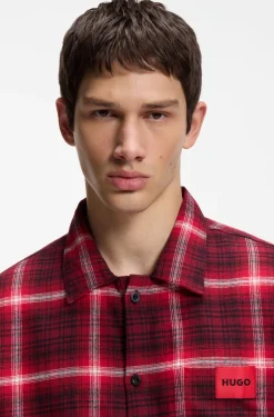 Checked-cotton pyjamas with logo labels