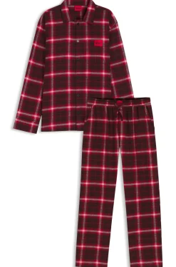 Checked-cotton pyjamas with logo labels