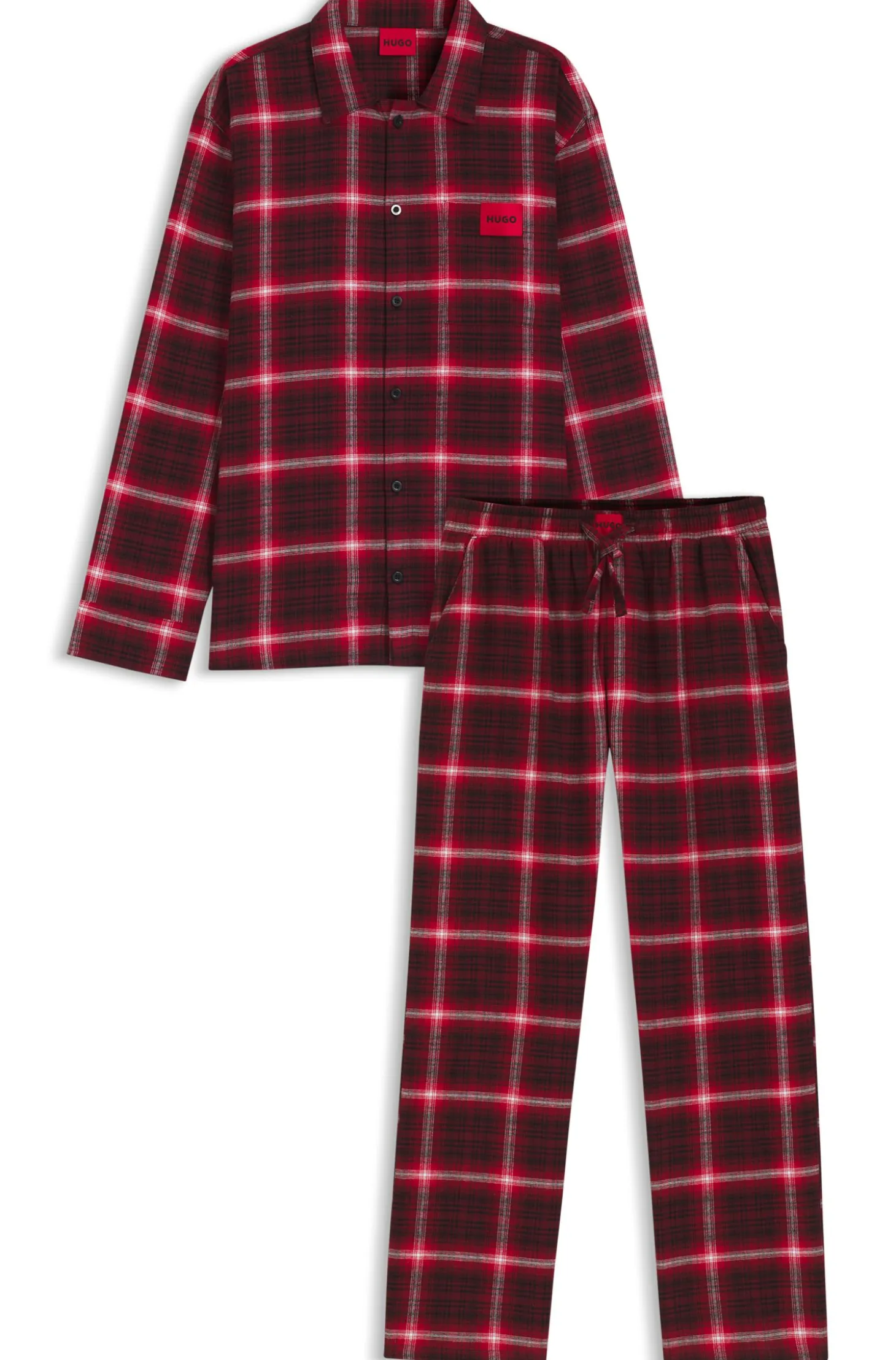 Checked-cotton pyjamas with logo labels