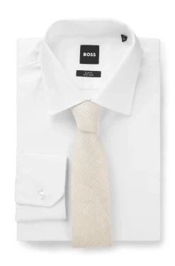 Checked tie in Italian-made linen and silk
