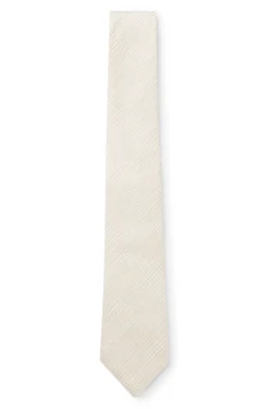 Checked tie in Italian-made linen and silk