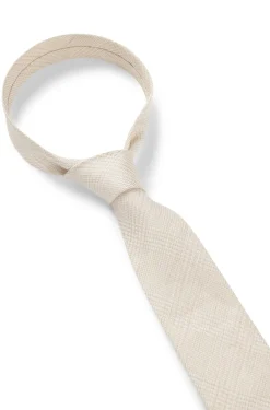 Checked tie in Italian-made linen and silk