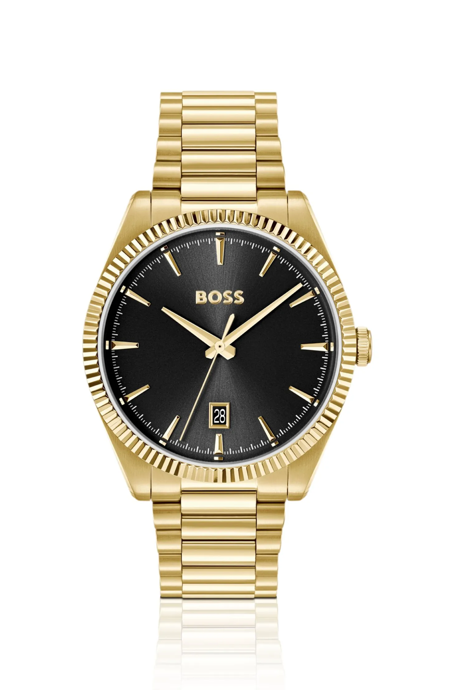 Cheswick gold-tone watch with fluted bezel