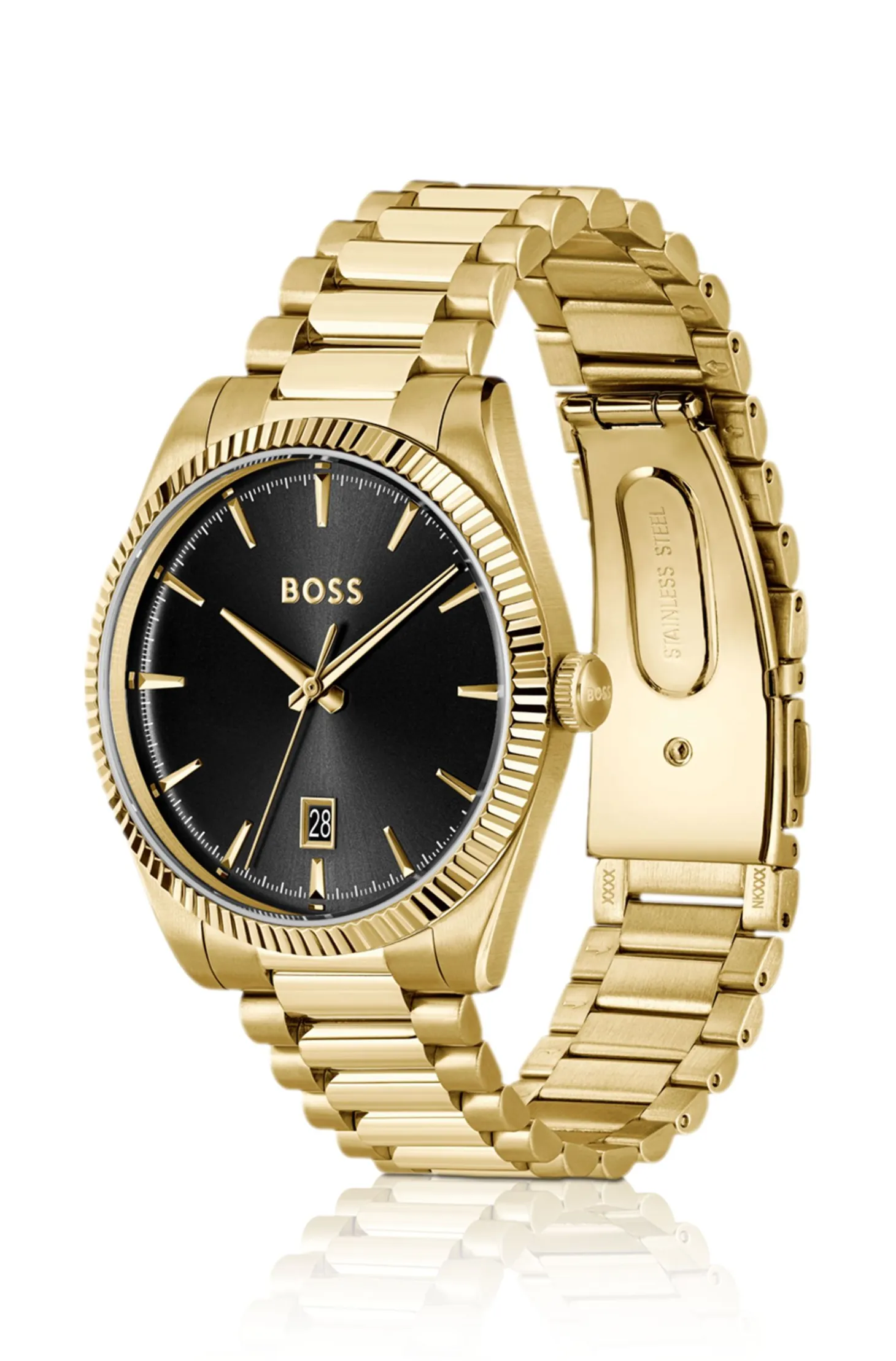 Cheswick gold-tone watch with fluted bezel