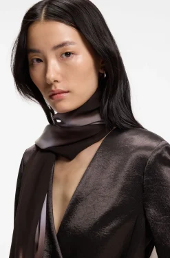 Chiffon shawl with logo rivet