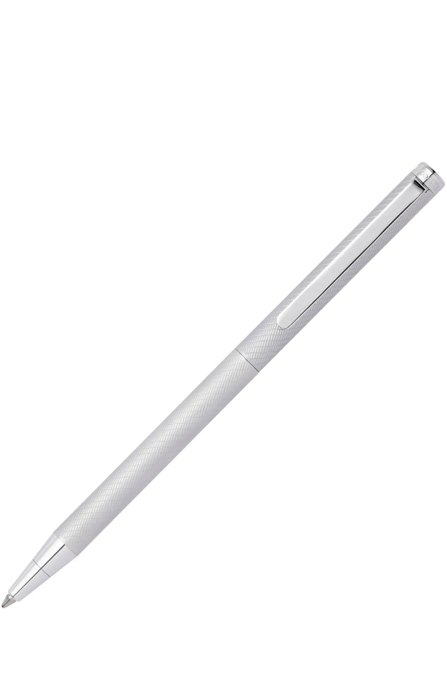 Chrome ballpoint pen with engraved pattern