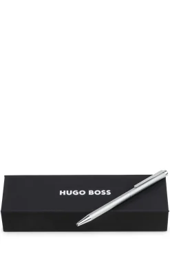 Chrome ballpoint pen with engraved pattern