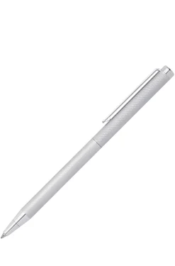 Chrome ballpoint pen with engraved pattern
