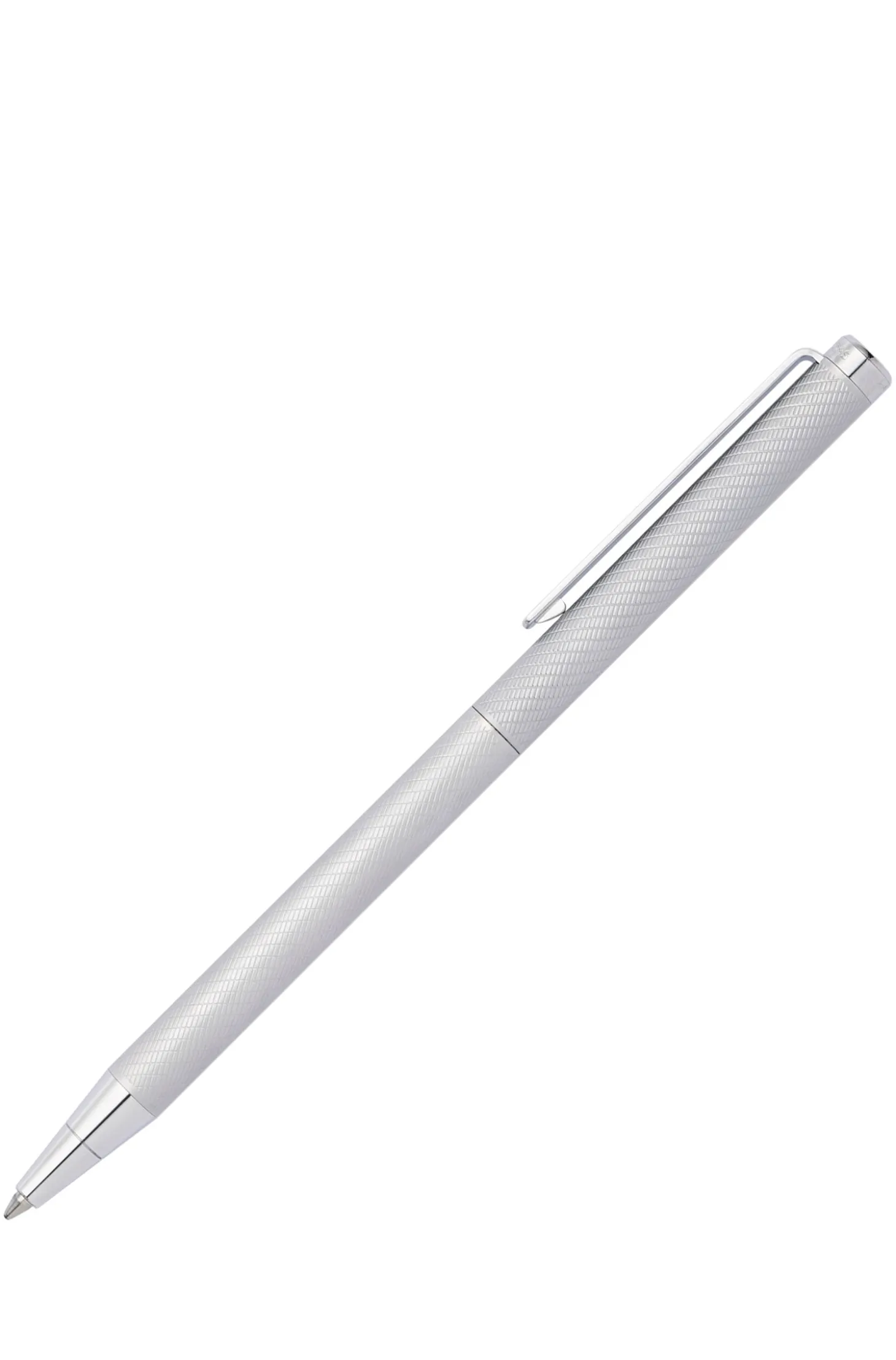 Chrome ballpoint pen with engraved pattern