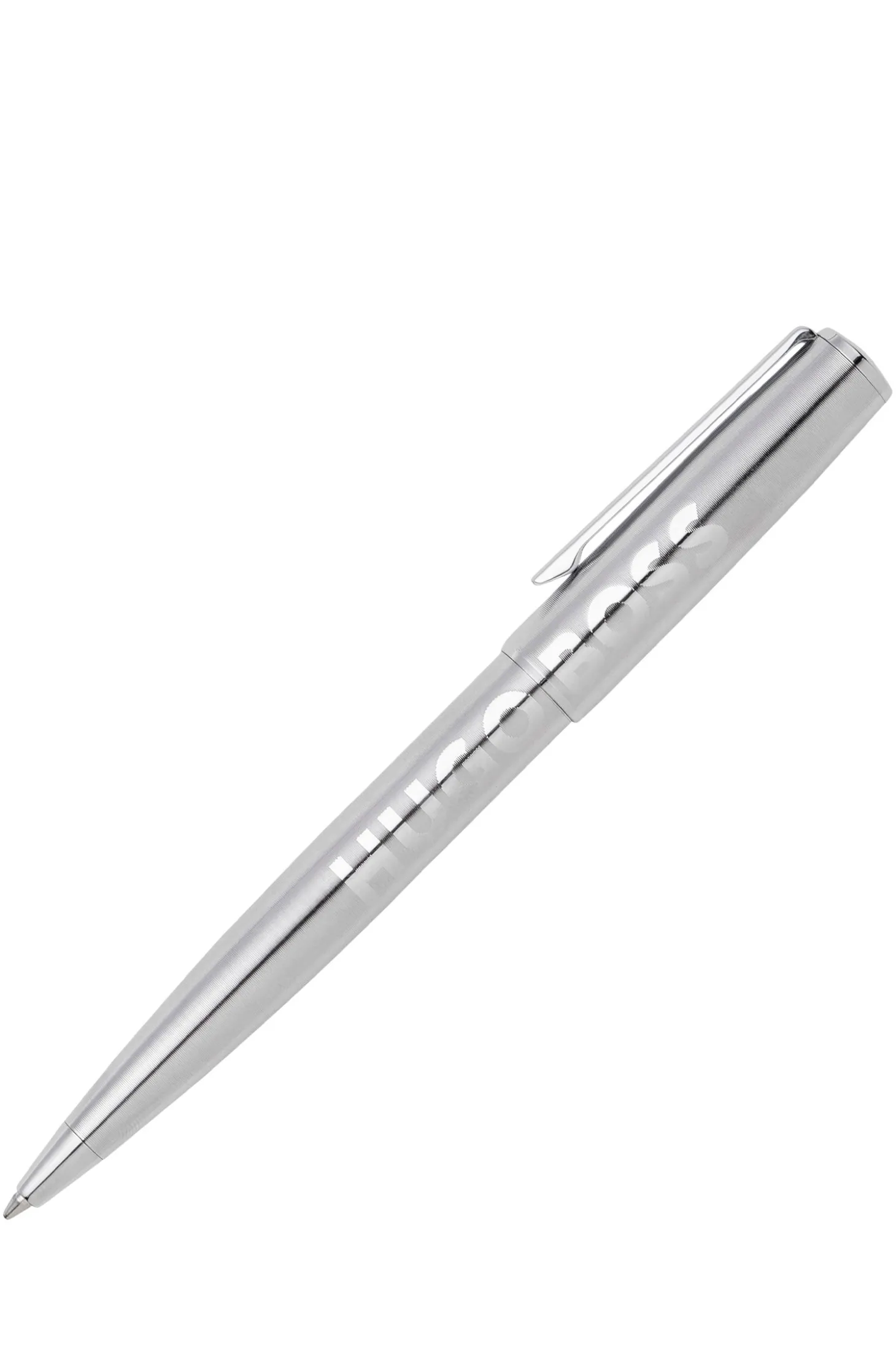 Chrome ballpoint pen with tonal logo